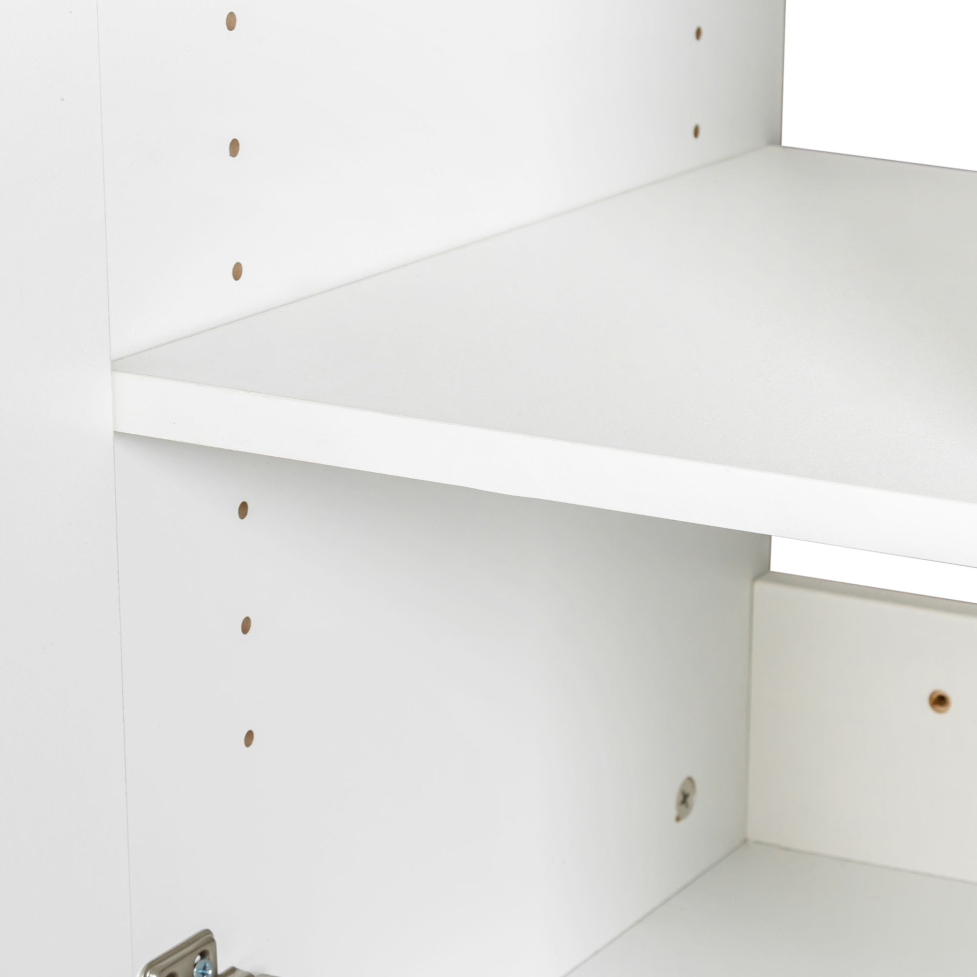 Wall-mounted Storage Cabinet w/ 3 Doors for Kitchen & Bathroom, White