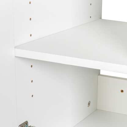 Wall-mounted Storage Cabinet w/ 3 Doors for Kitchen & Bathroom, White