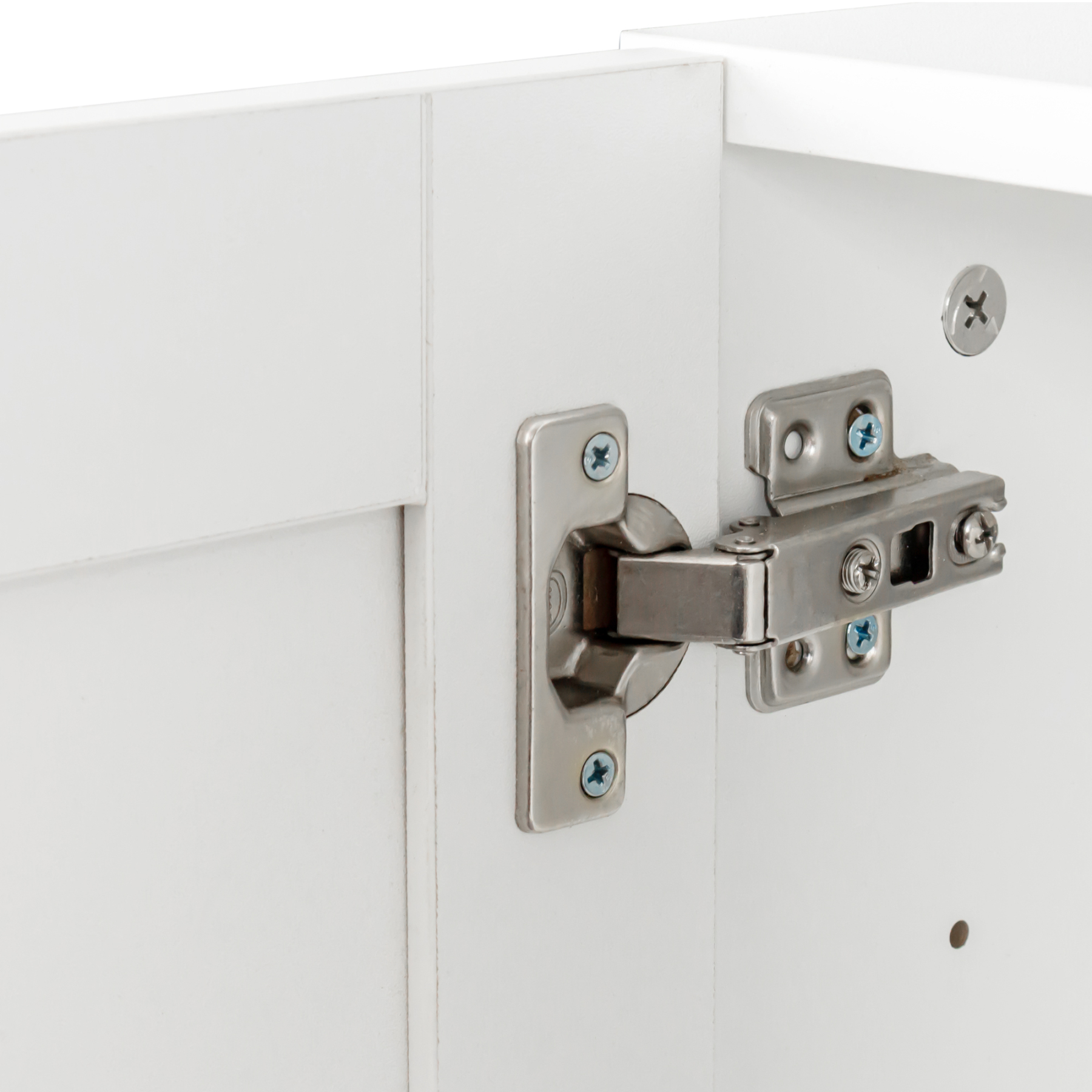 Wall-mounted Storage Cabinet w/ 3 Doors for Kitchen & Bathroom, White