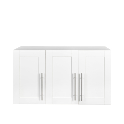 Wall-mounted Storage Cabinet w/ 3 Doors for Kitchen & Bathroom, White