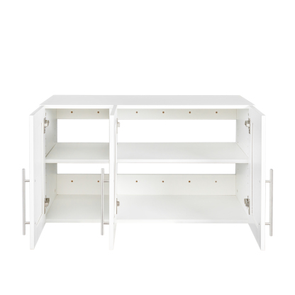 Wall-mounted Storage Cabinet w/ 3 Doors for Kitchen & Bathroom, White