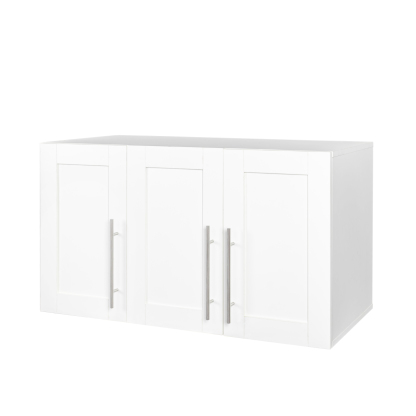 Wall-mounted Storage Cabinet w/ 3 Doors for Kitchen & Bathroom, White