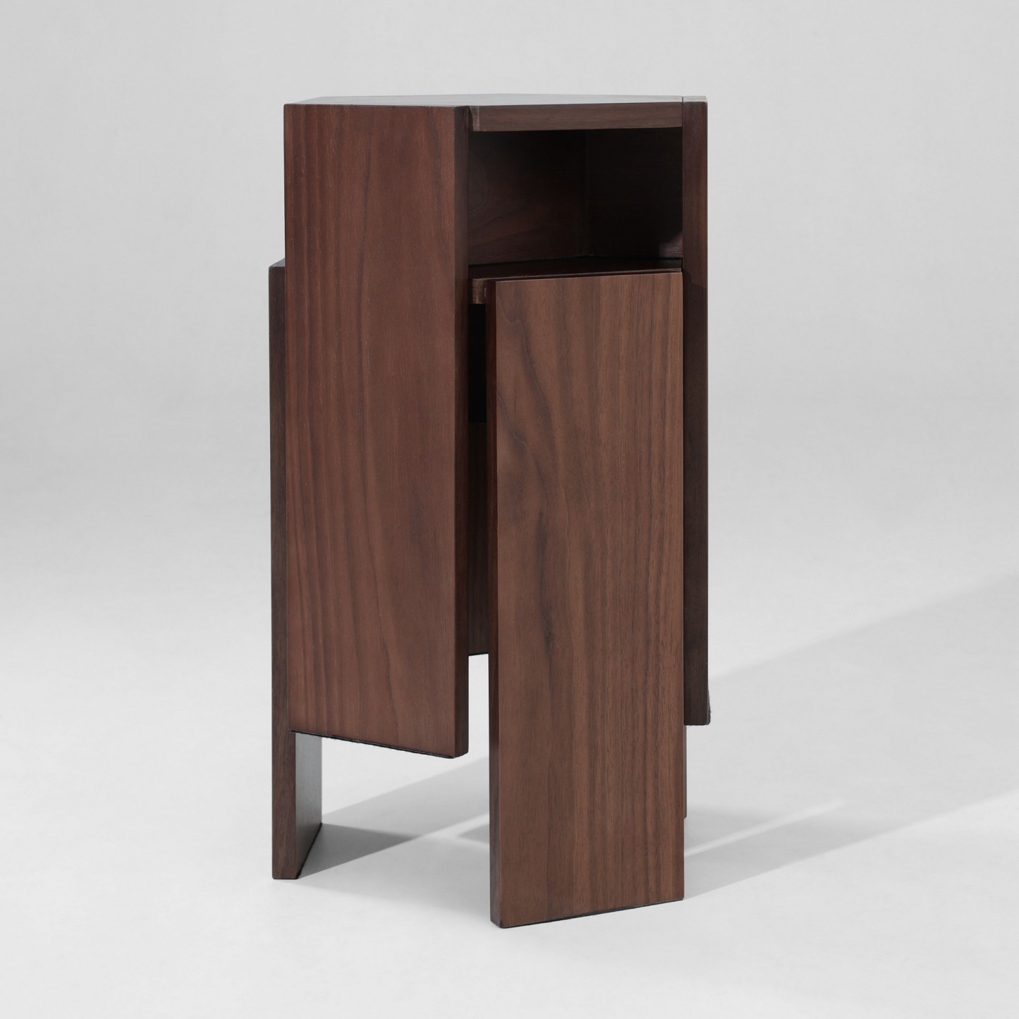 Walnut Hexagonal Stacking Stools (Set of 2) | Modular Side Table & Seat