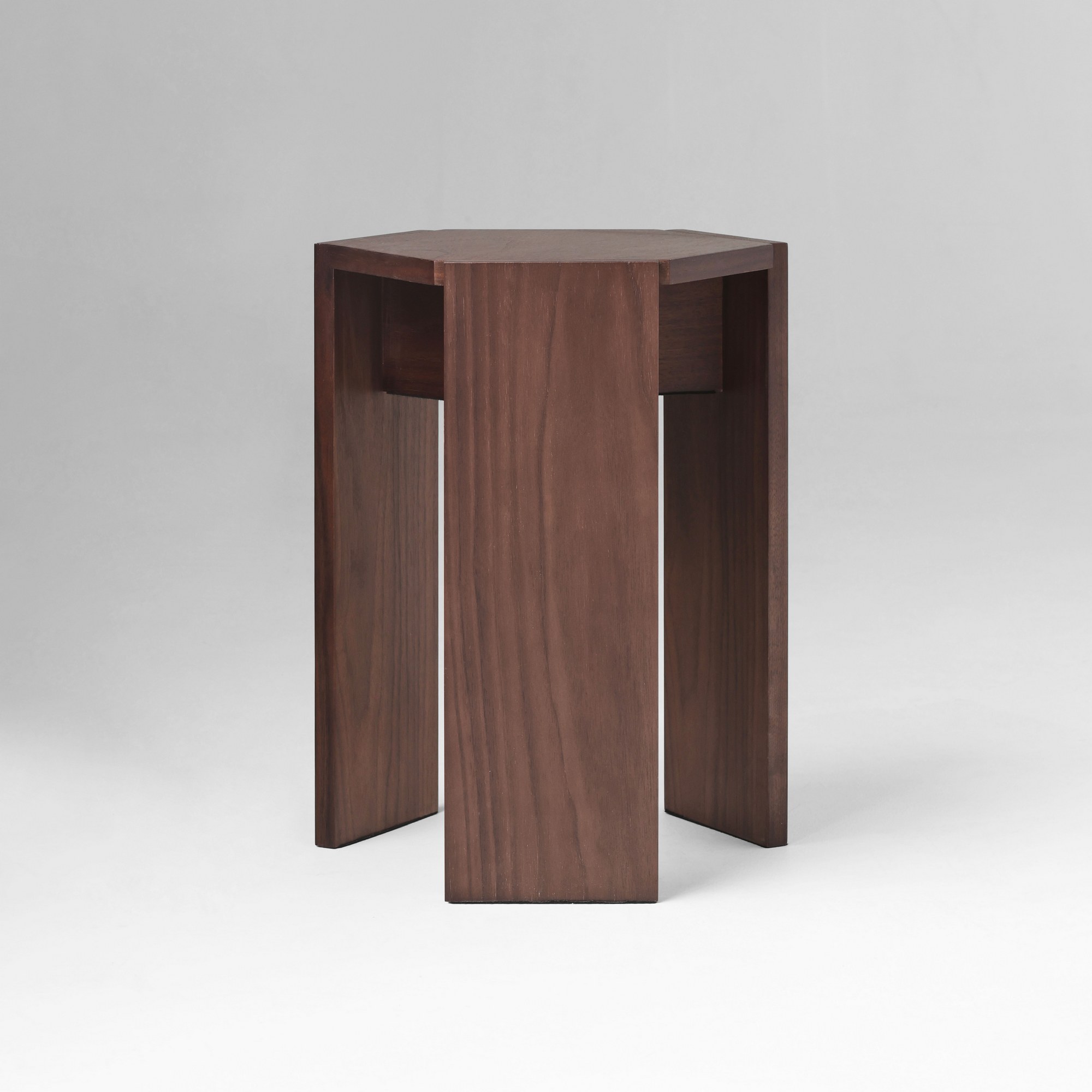 Walnut Hexagonal Stacking Stools (Set of 2) | Modular Side Table & Seat