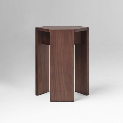 Walnut Hexagonal Stacking Stools (Set of 2) | Modular Side Table & Seat