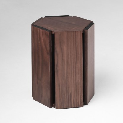 Walnut Hexagonal Stacking Stools (Set of 2) | Modular Side Table & Seat