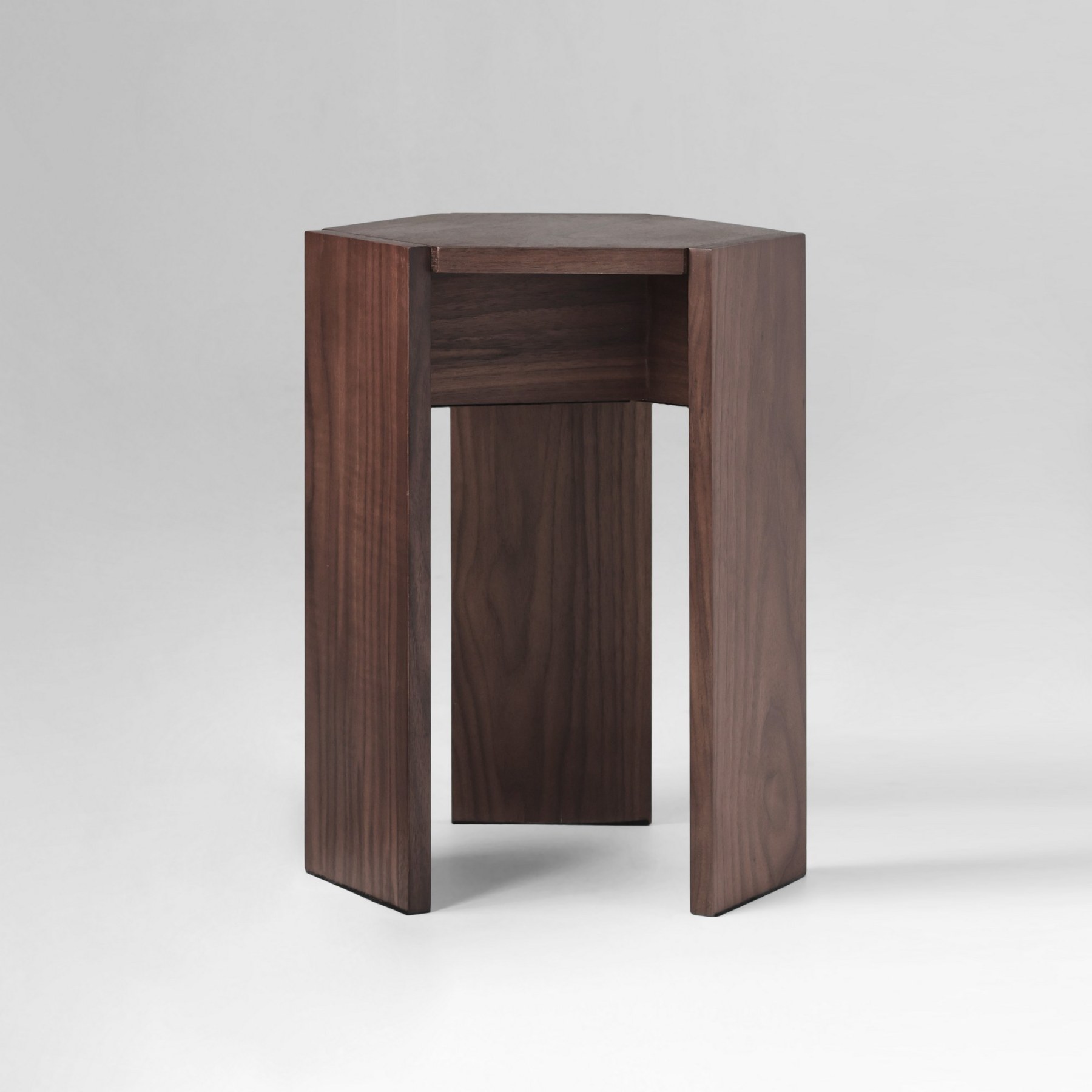 Walnut Hexagonal Stacking Stools (Set of 2) | Modular Side Table & Seat