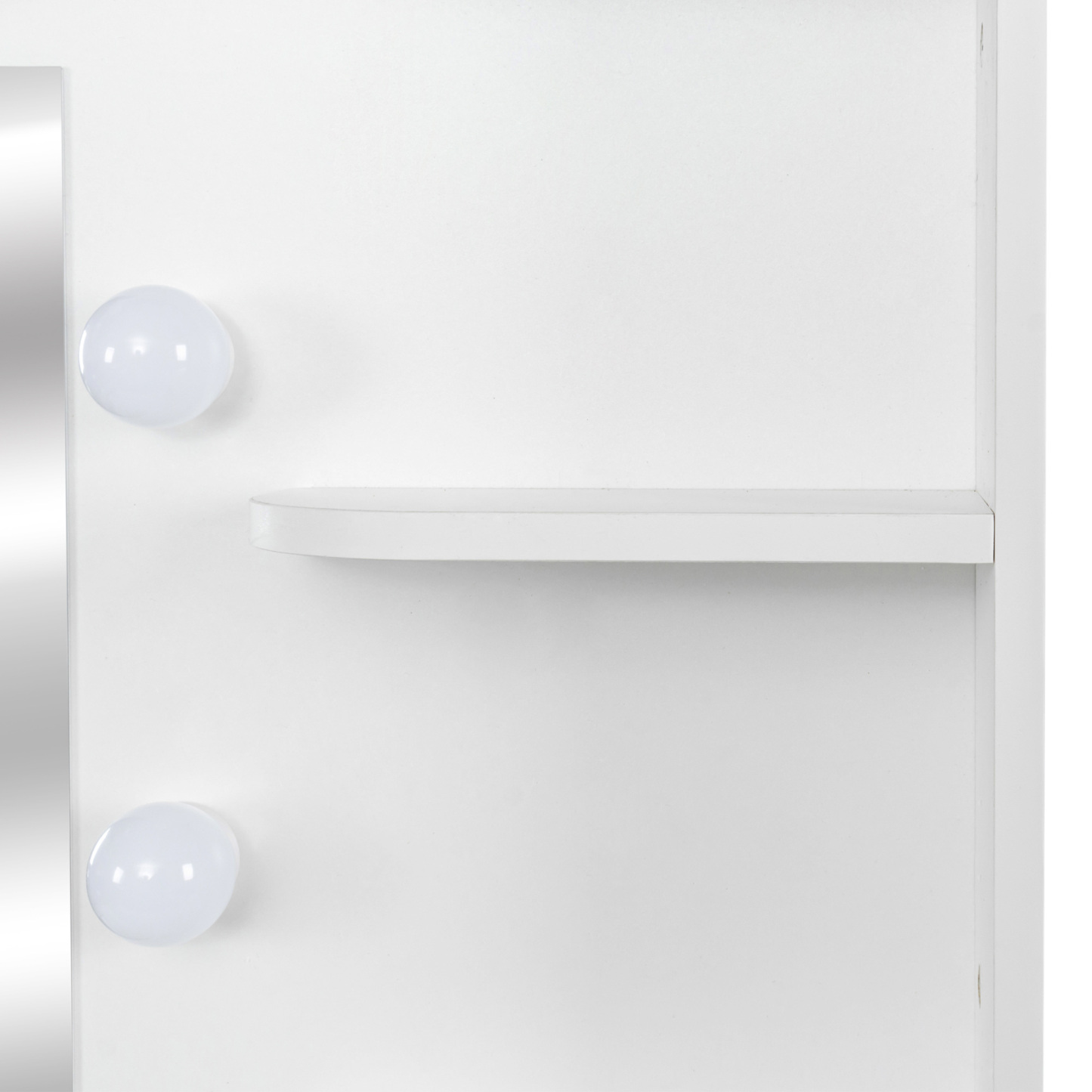 White Modern Vanity with Stool, Lighted Mirror and Storage Drawers, Metal Frame