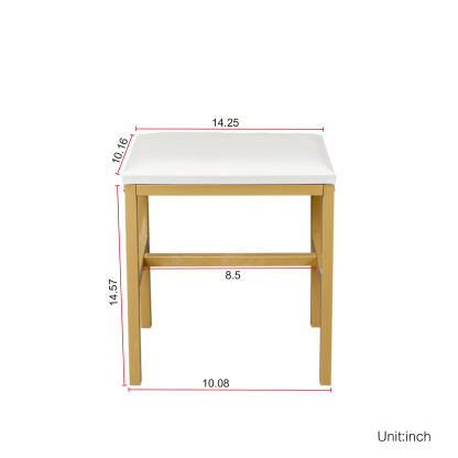 White Modern Vanity with Stool, Lighted Mirror and Storage Drawers, Metal Frame