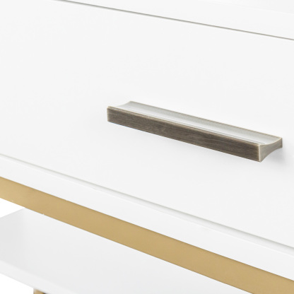 White Modern Vanity with Stool, Lighted Mirror and Storage Drawers, Metal Frame