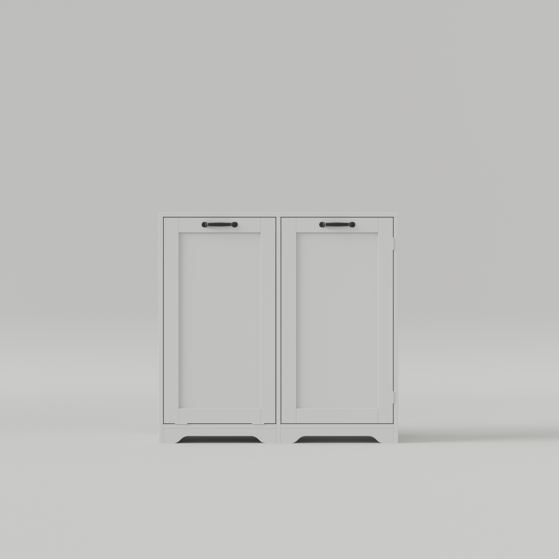 White Tilt-Out Laundry Hamper Cabinet w/ Door & Adjustable Shelves 