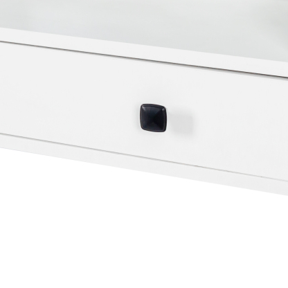 White Vanity Desk Set with Cushioned Stool, Lighted Mirror and Drawers for Bedroom