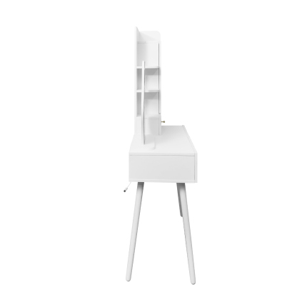 White Vanity Makeup Desk with Lighted Mirror, 3 Drawers & Storage Cabinet