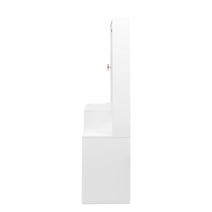 White Vanity Makeup Desk with Lighted Mirror, 5 Drawers and Storage Cabinet