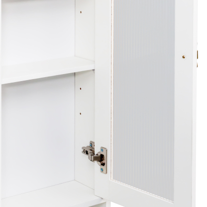 White Vanity Makeup Desk with Lighted Mirror, 5 Drawers and Storage Cabinet