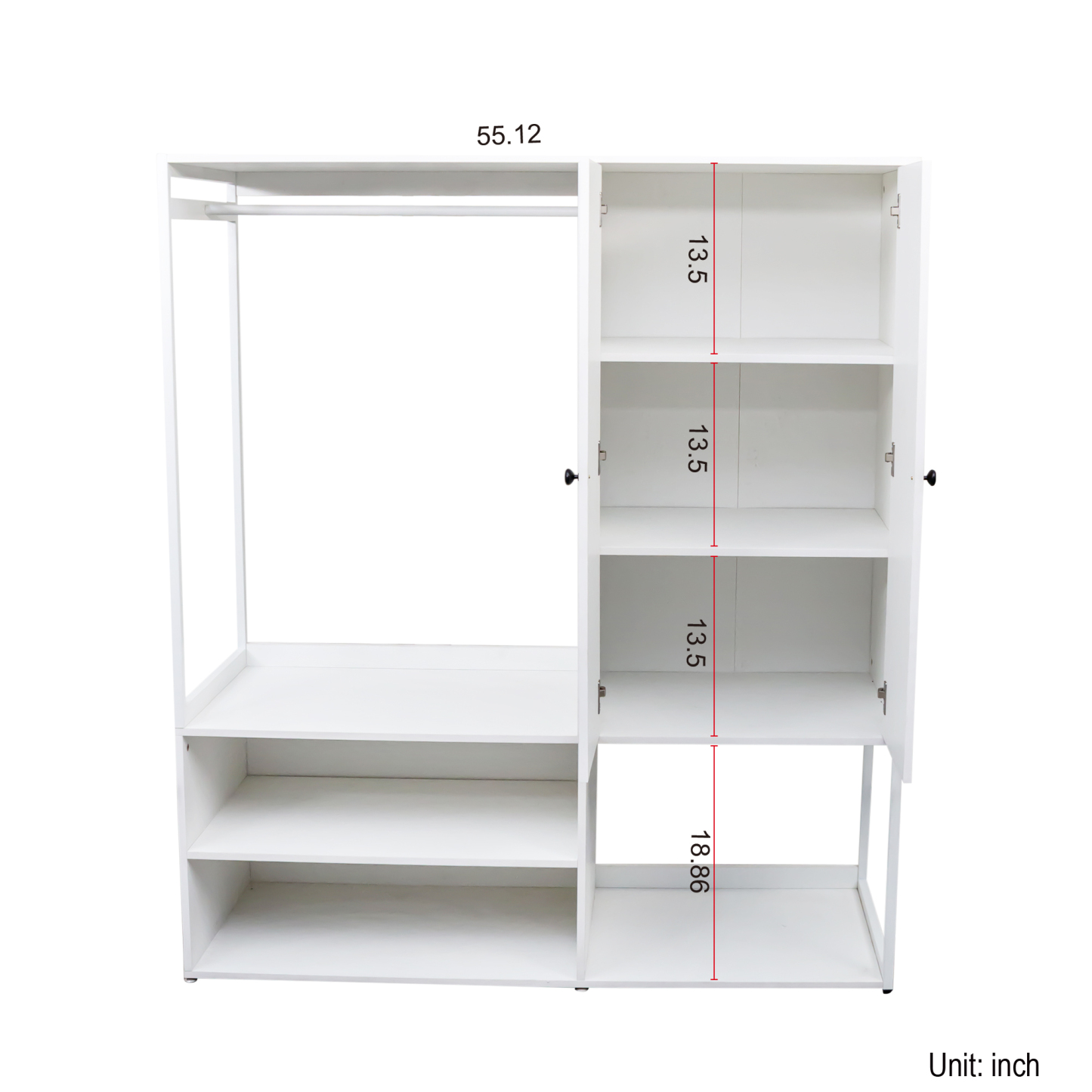 White Wardrobe Closet with Shelves & Hanging Rod for Bedroom, Living Room, Laundry Room