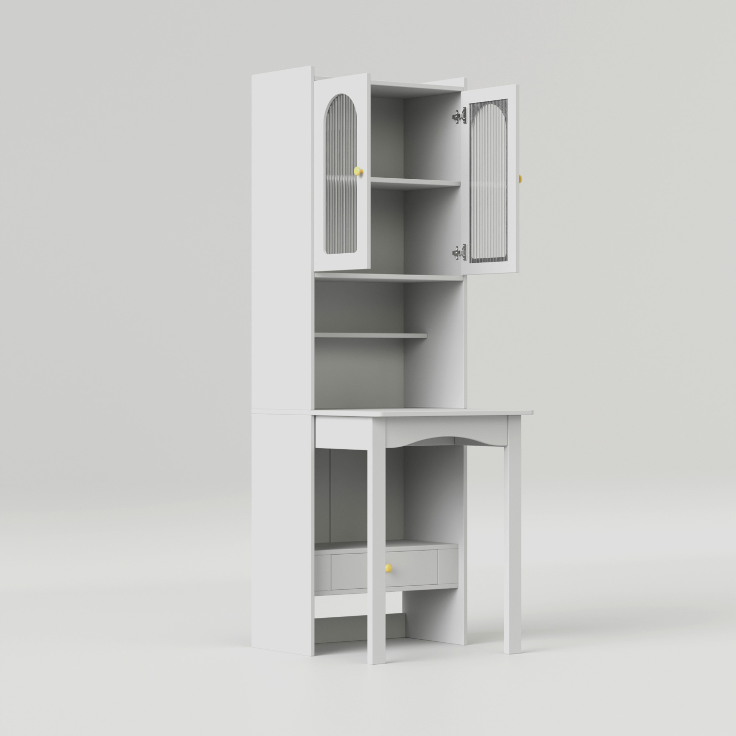 Space-Saving Fold Down Desk with Storage Cabinet Hutch | Modern Secretary Desk