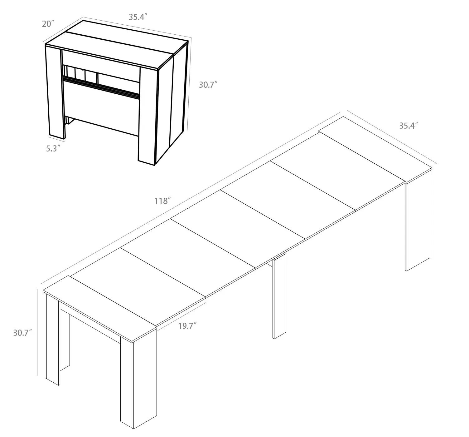 extendable dining table size