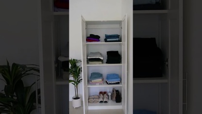 Modern High Wardrobe with Doors & Shelves | Spacious Storage 