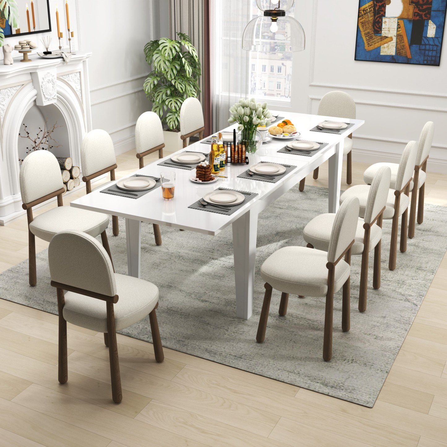 71"-106" Rectangular Extendable Dining Table for 4 - 12 People