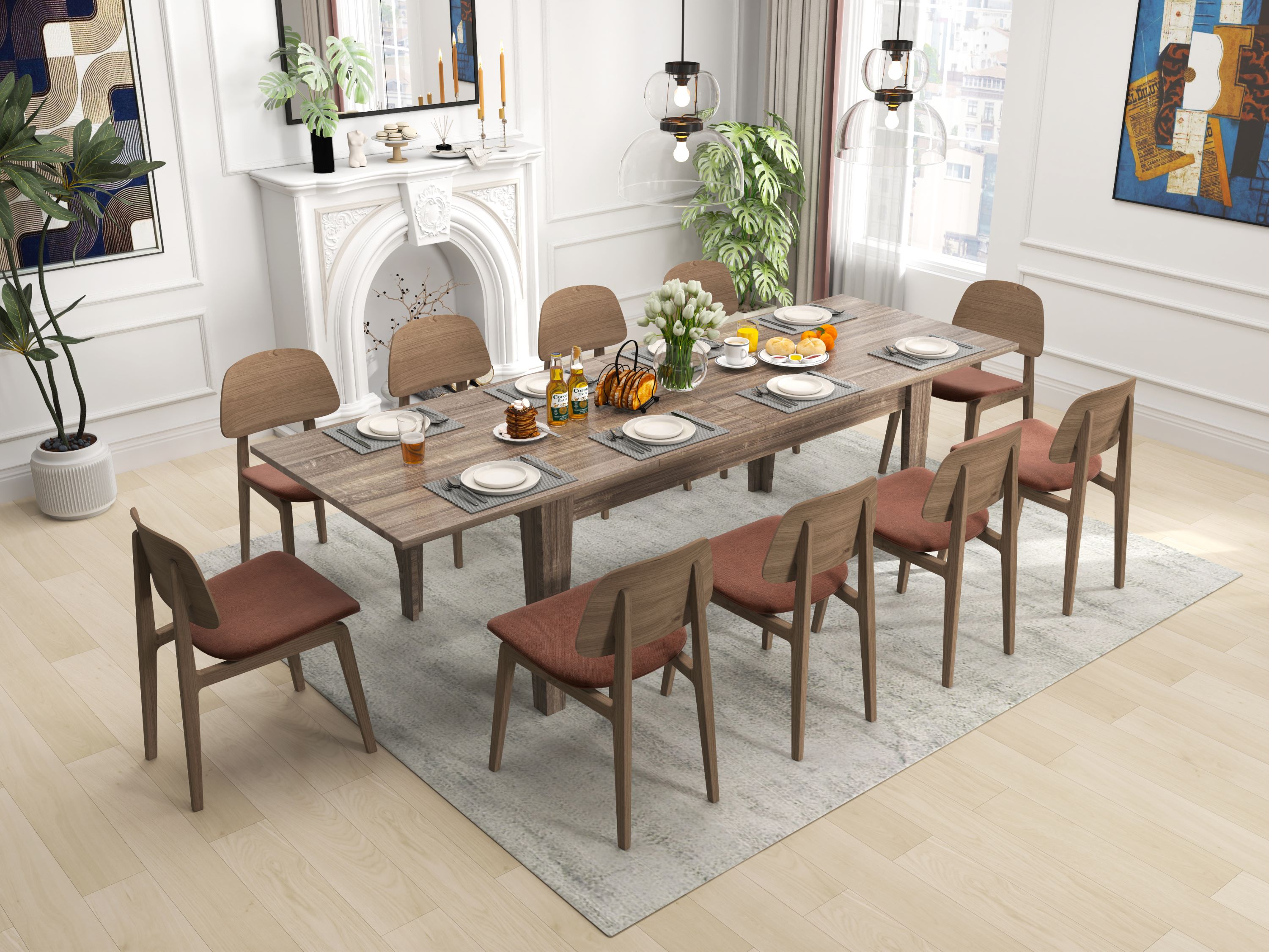  71"-106" Rectangular Extendable Dining Table for 4 - 12 People