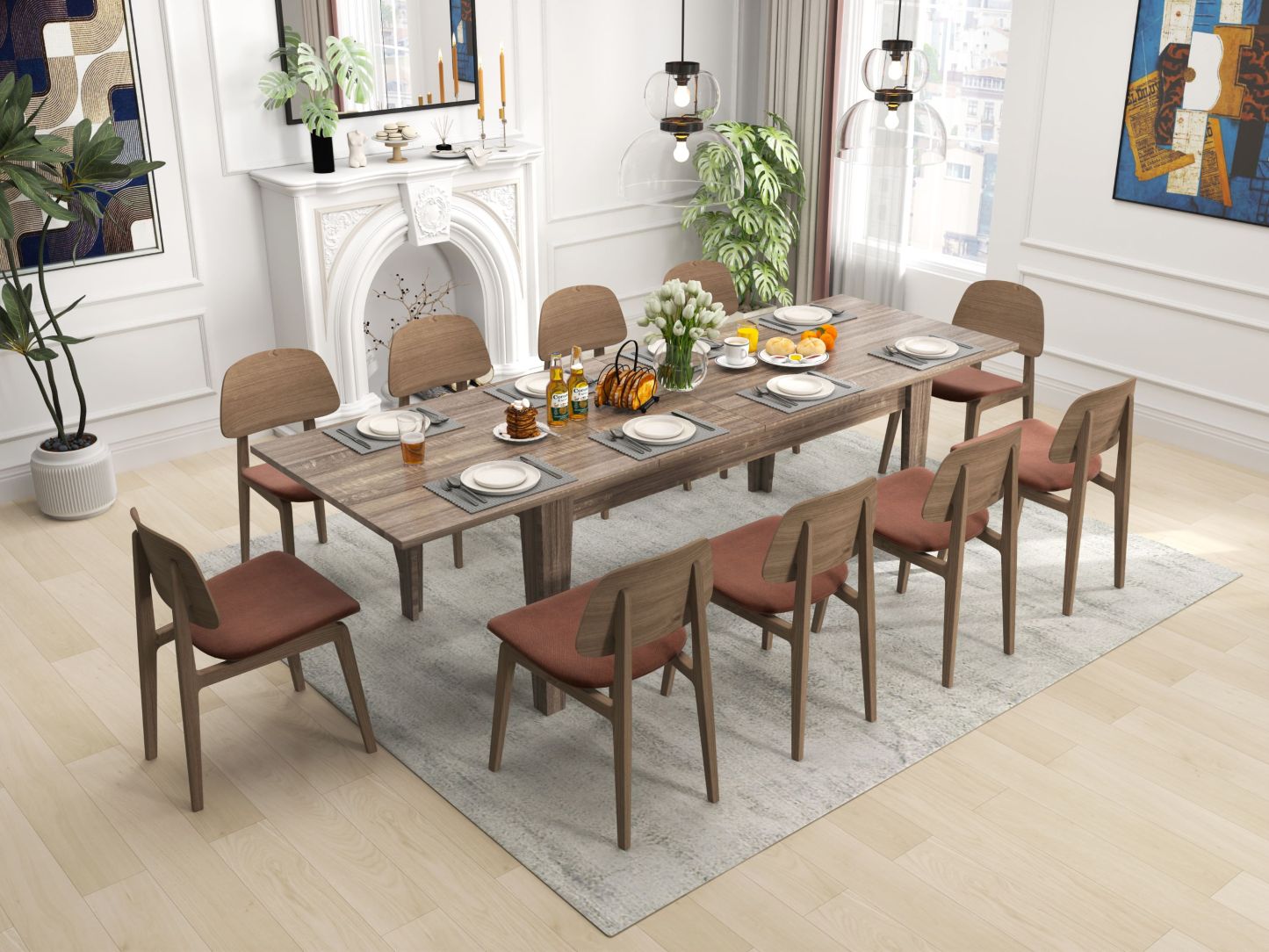 71"-106" Rectangular Extendable Dining Table for 4 - 12 People