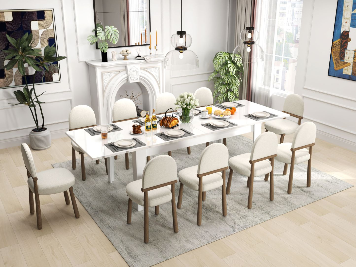 71"-106" Rectangular Extendable Dining Table for 4 - 12 People