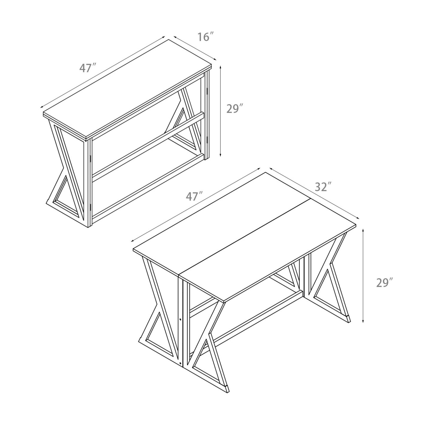 47" Versatile Folding Table for Dining, Work and Study | Space-Saving