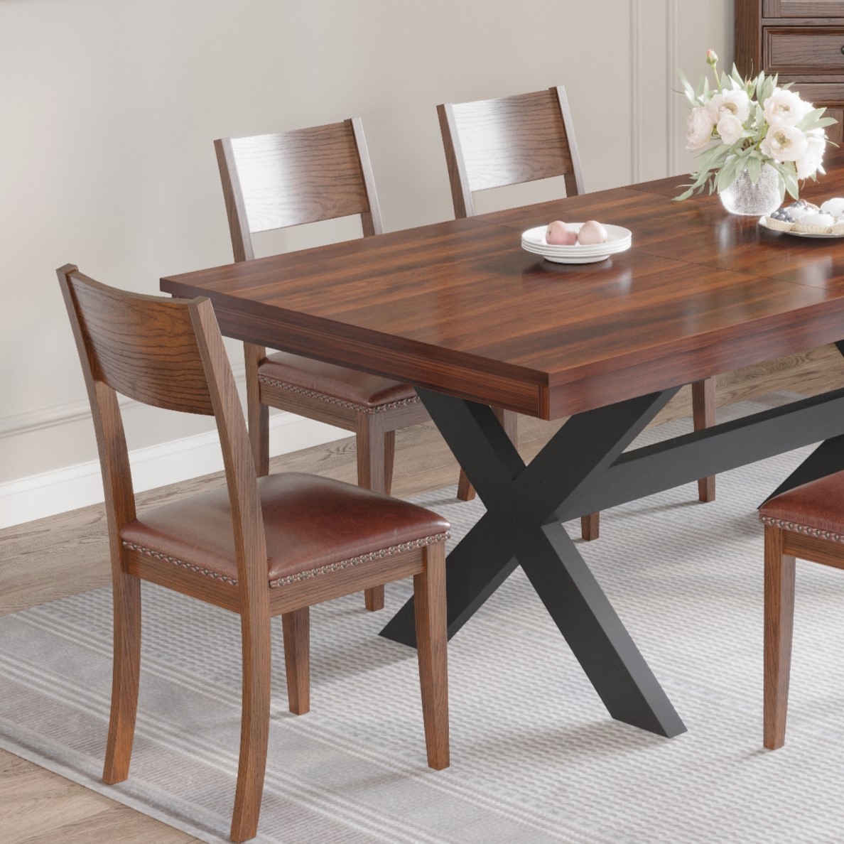 Modern Extendable Dining Table Seats 4-8 , 59" - 77" | Industrial Style