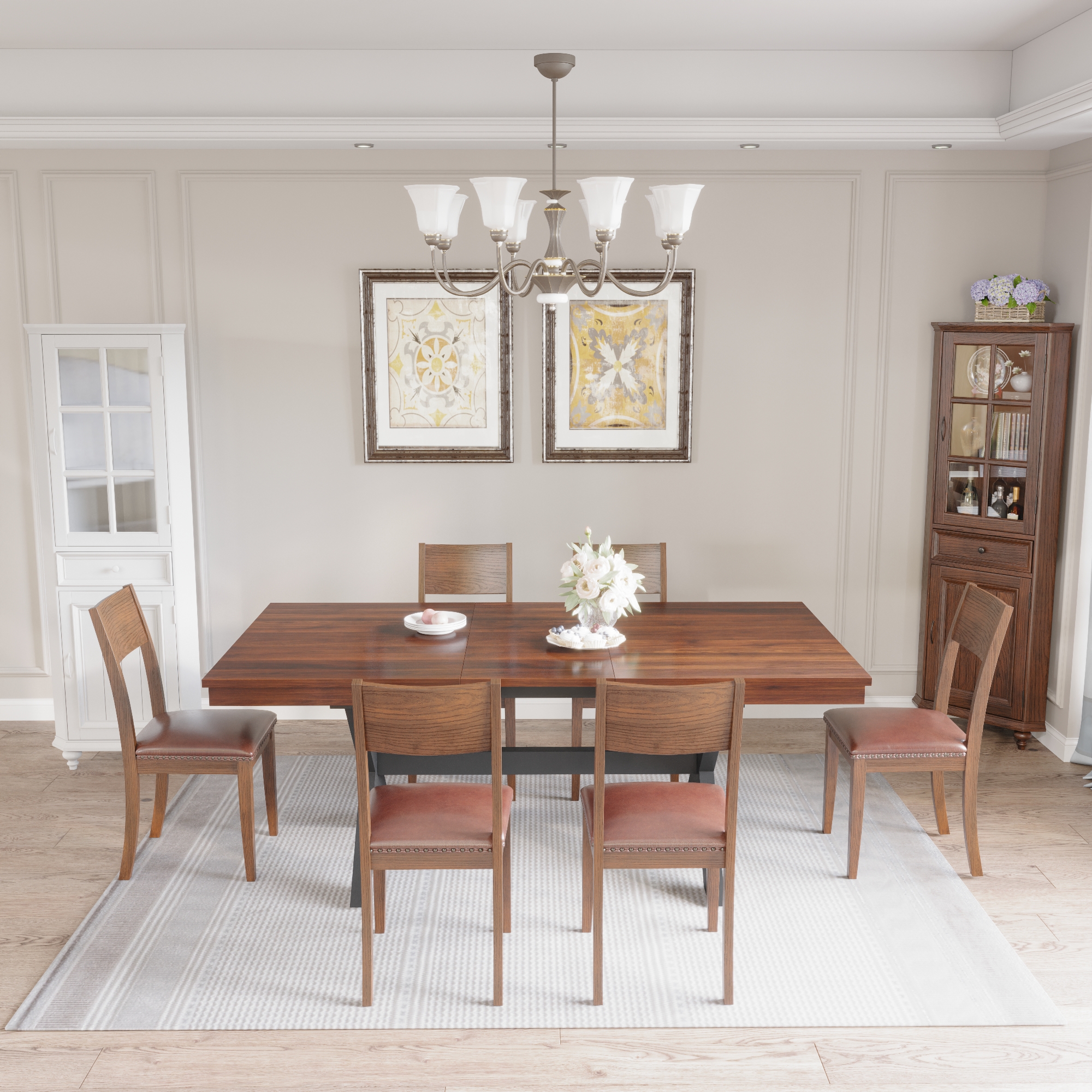 Modern Extendable Dining Table Seats 4-8 , 59" - 77" | Industrial Style