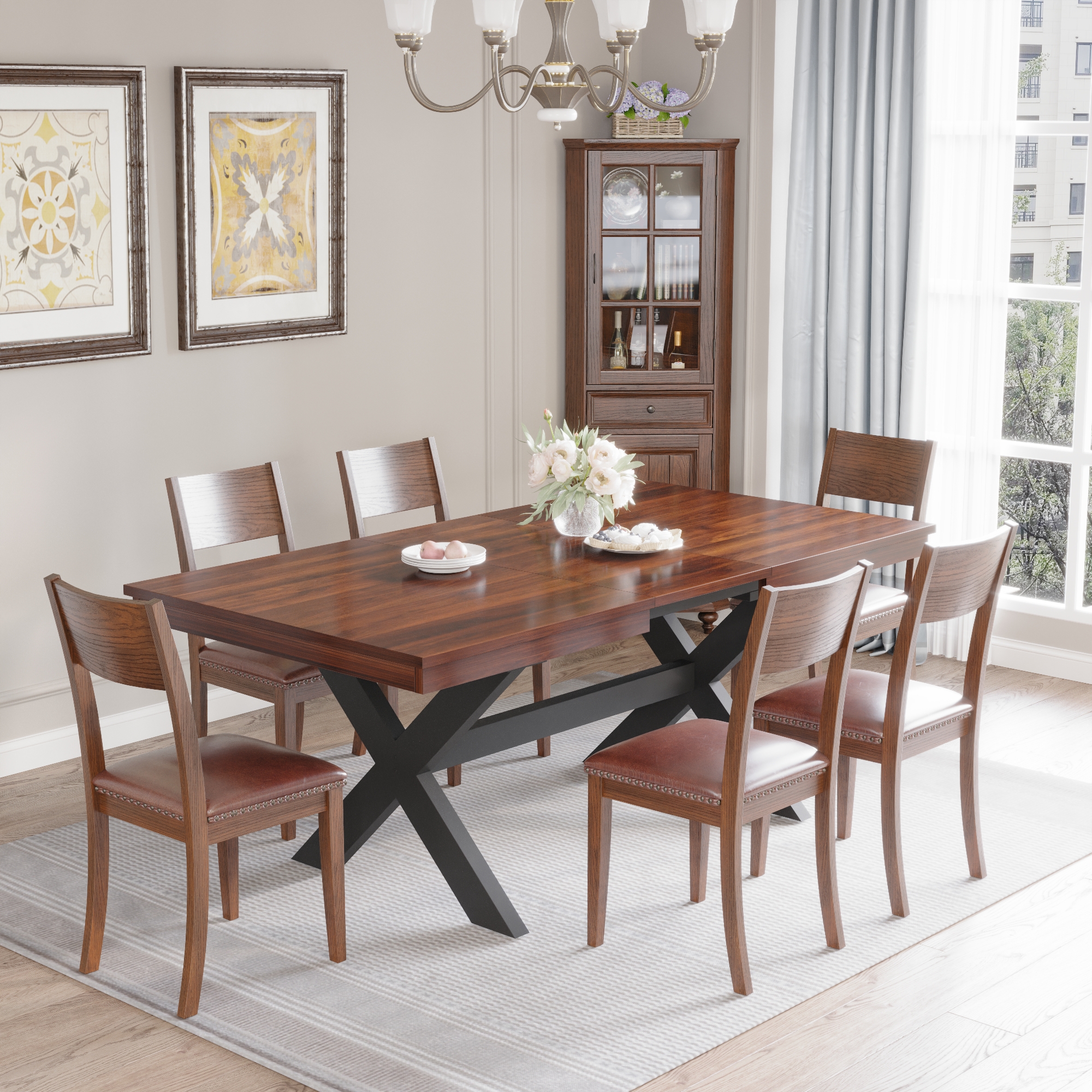 Modern Extendable Dining Table Seats 4-8 , 59" - 77" | Industrial Style