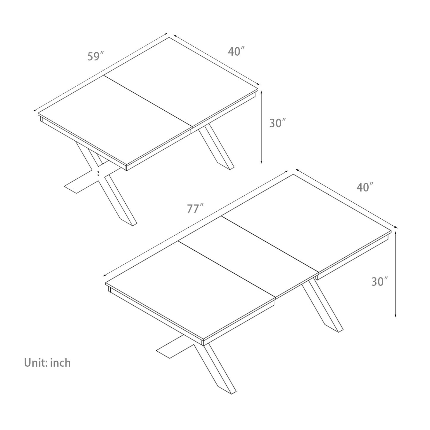 Modern Extendable Dining Table Seats 4-8 , 59" - 77" | Industrial Style