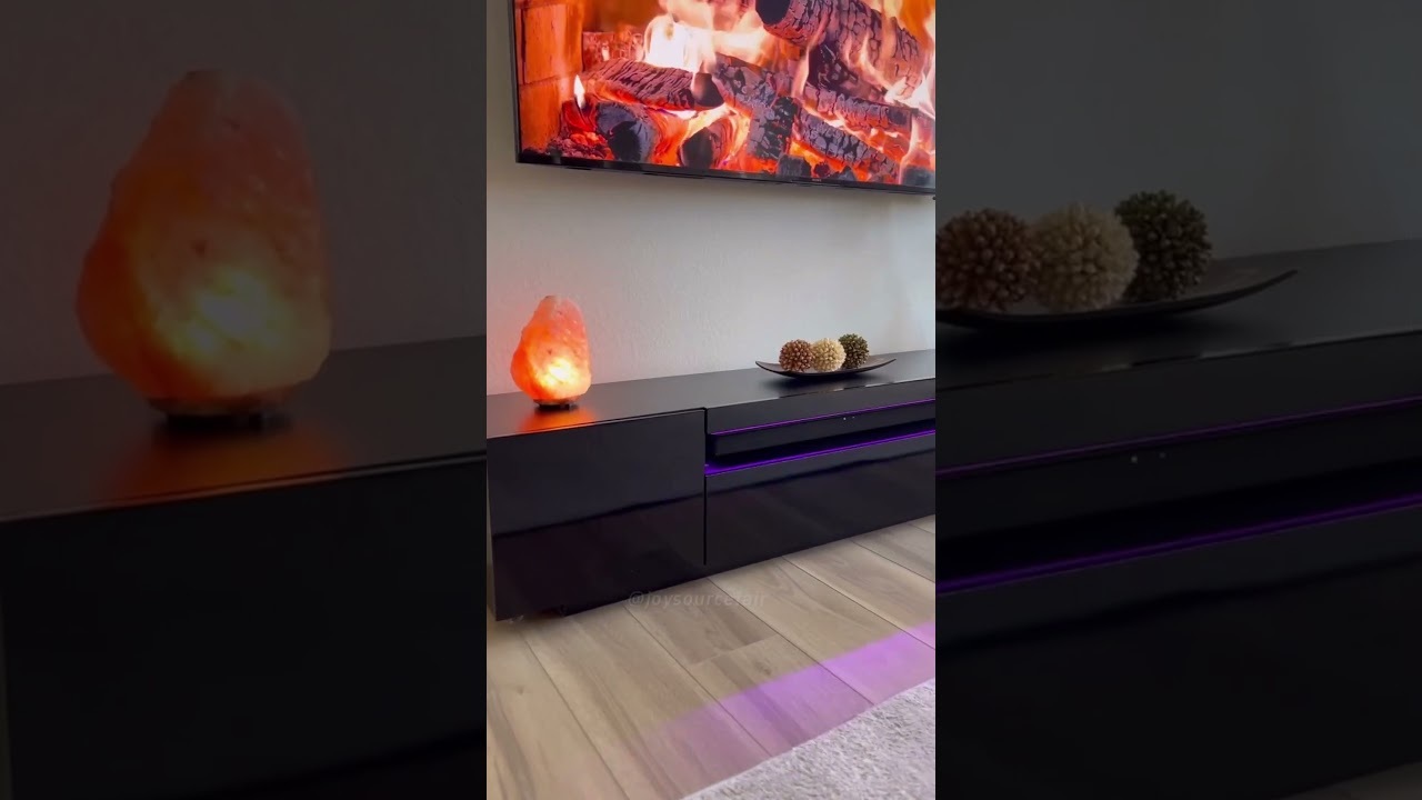 Modern 80 Inch TV Stand with Storage & LED Lights | Joysource