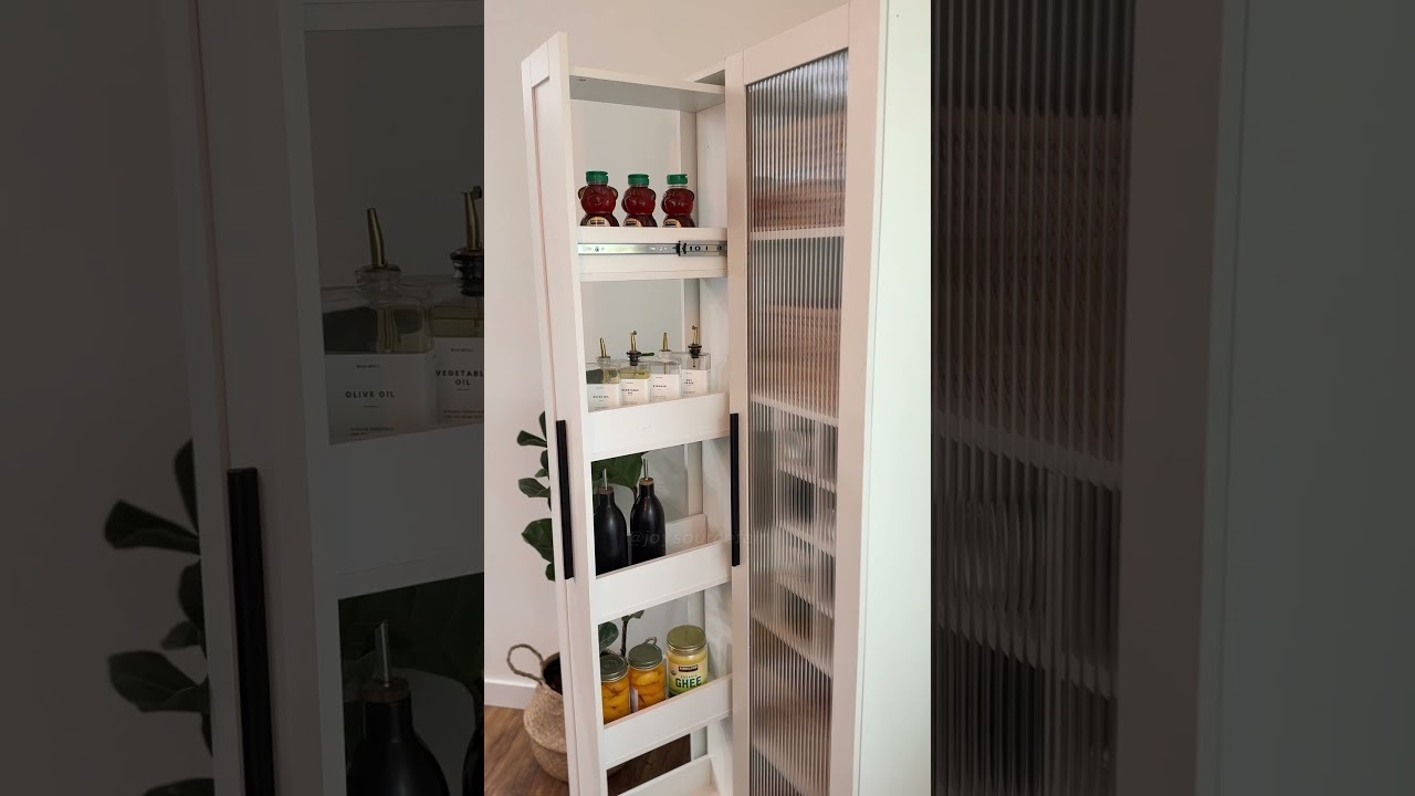 71" Slim Kitchen Pantry Cabinet w/ Clear Door & Pull-Out Shelf | Multifunctional