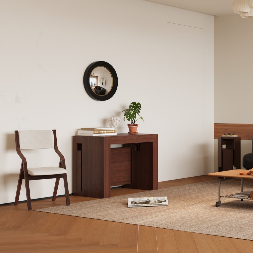 Solid Wood Extendable Dining Table Seats 2-12, 22"-120" | Self-Storing