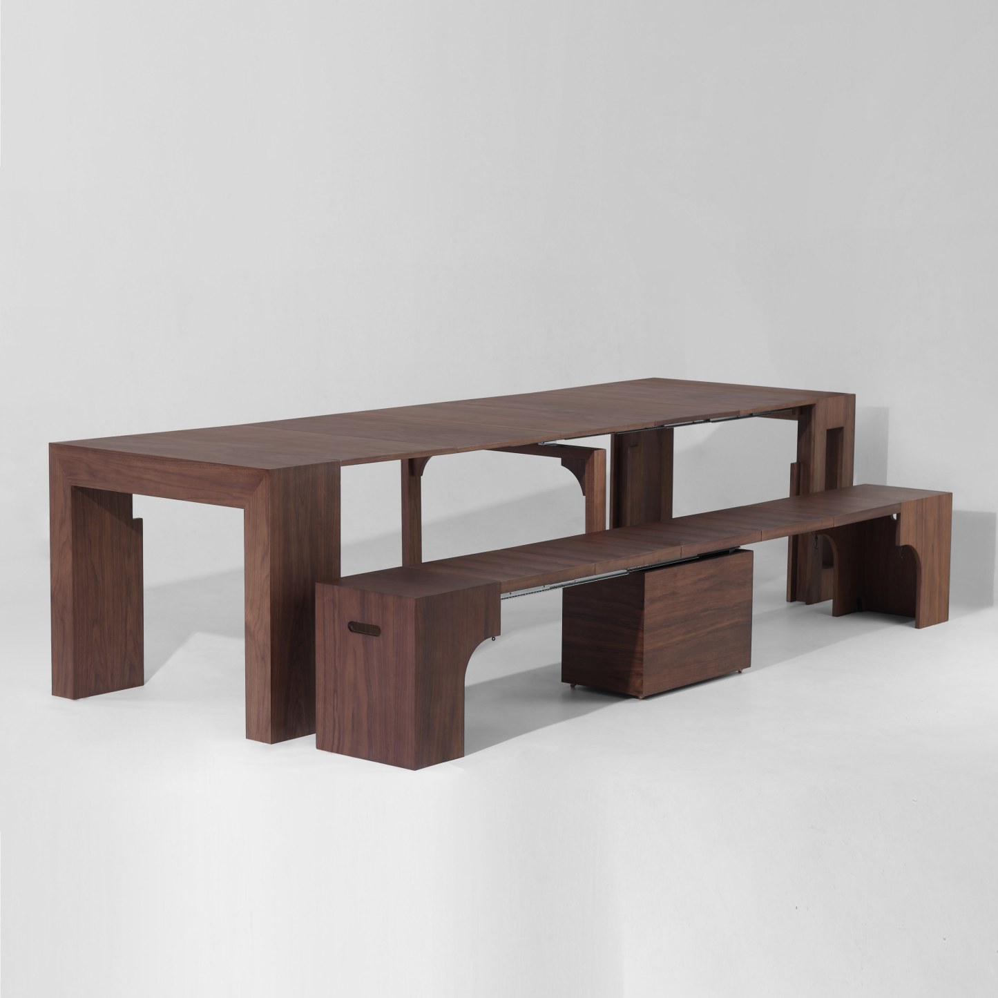Joysource Transforming Dining Set - Solid Wood Extendable Table & Expandable Bench