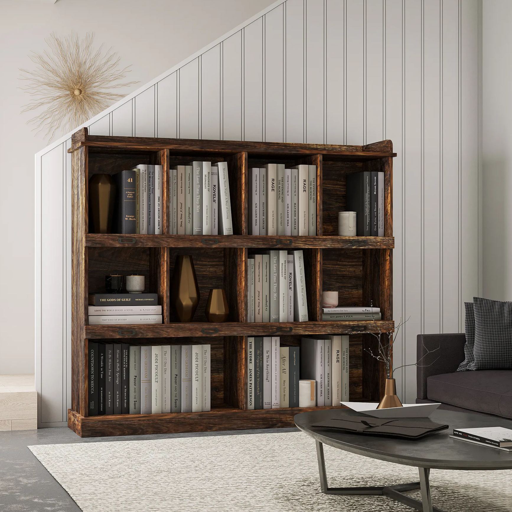 10-Shelf Bookcase w/ Chubby Holes | Storage Cabinet - Joysource