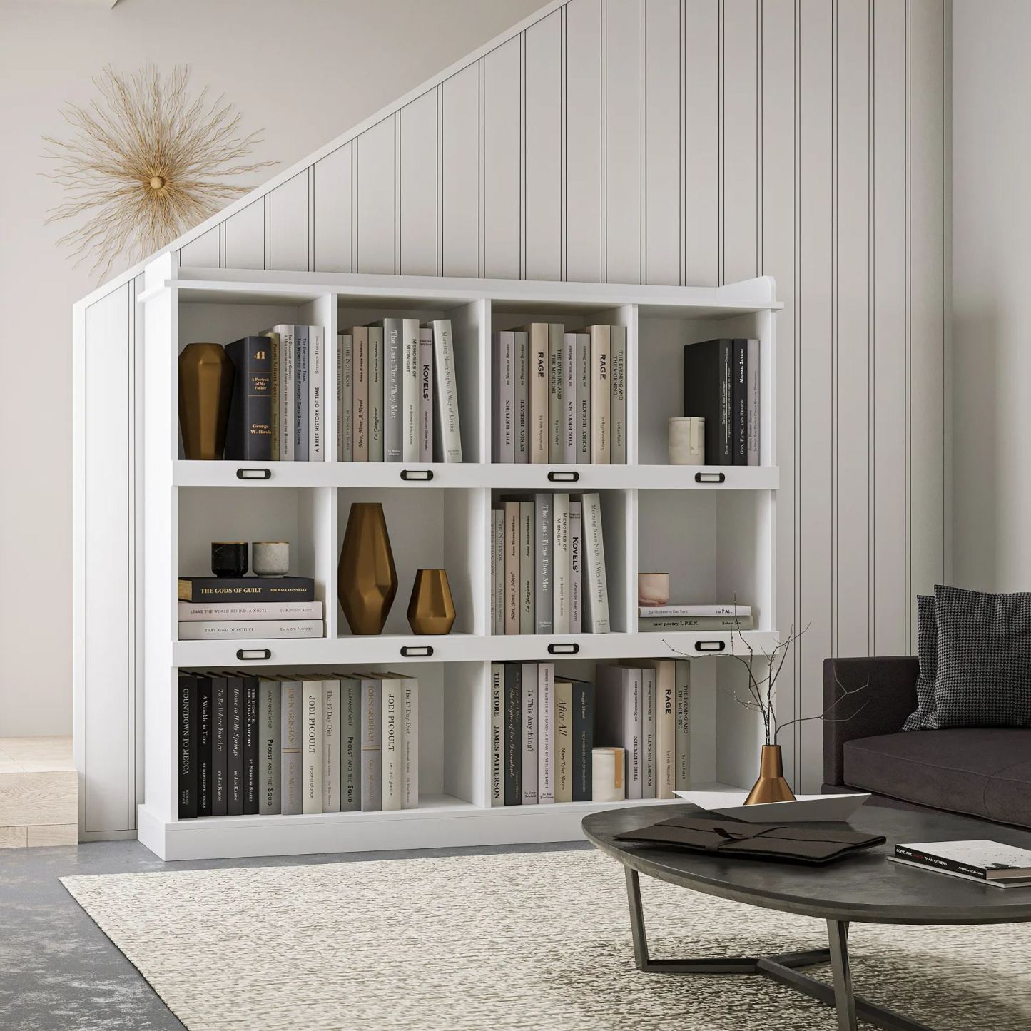10-Shelf Bookcase w/ Chubby Holes | Storage Cabinet - Joysource