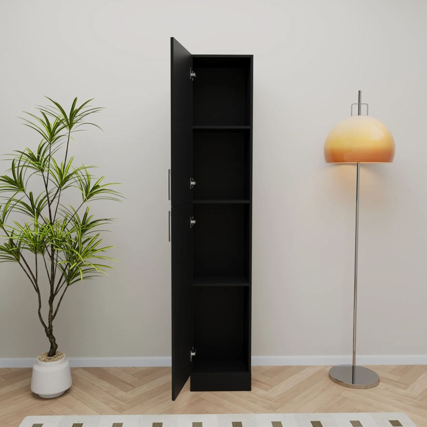 75" Tall Storage Cabinet with Doors & 4 Tiers | Narrow Cabinet