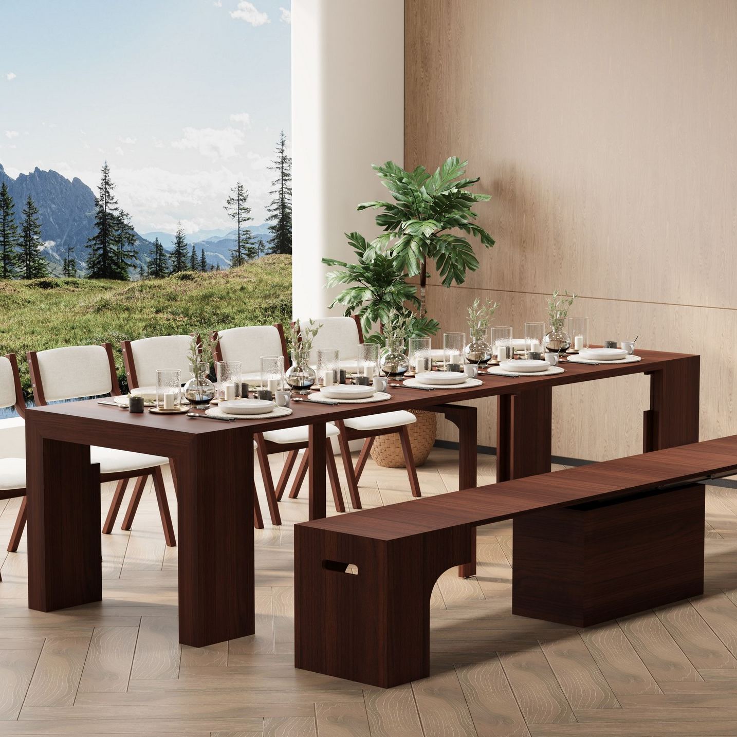 Wood Extendable Dining Table Seats 2-12, 19"-118" | Extendabl Console Table