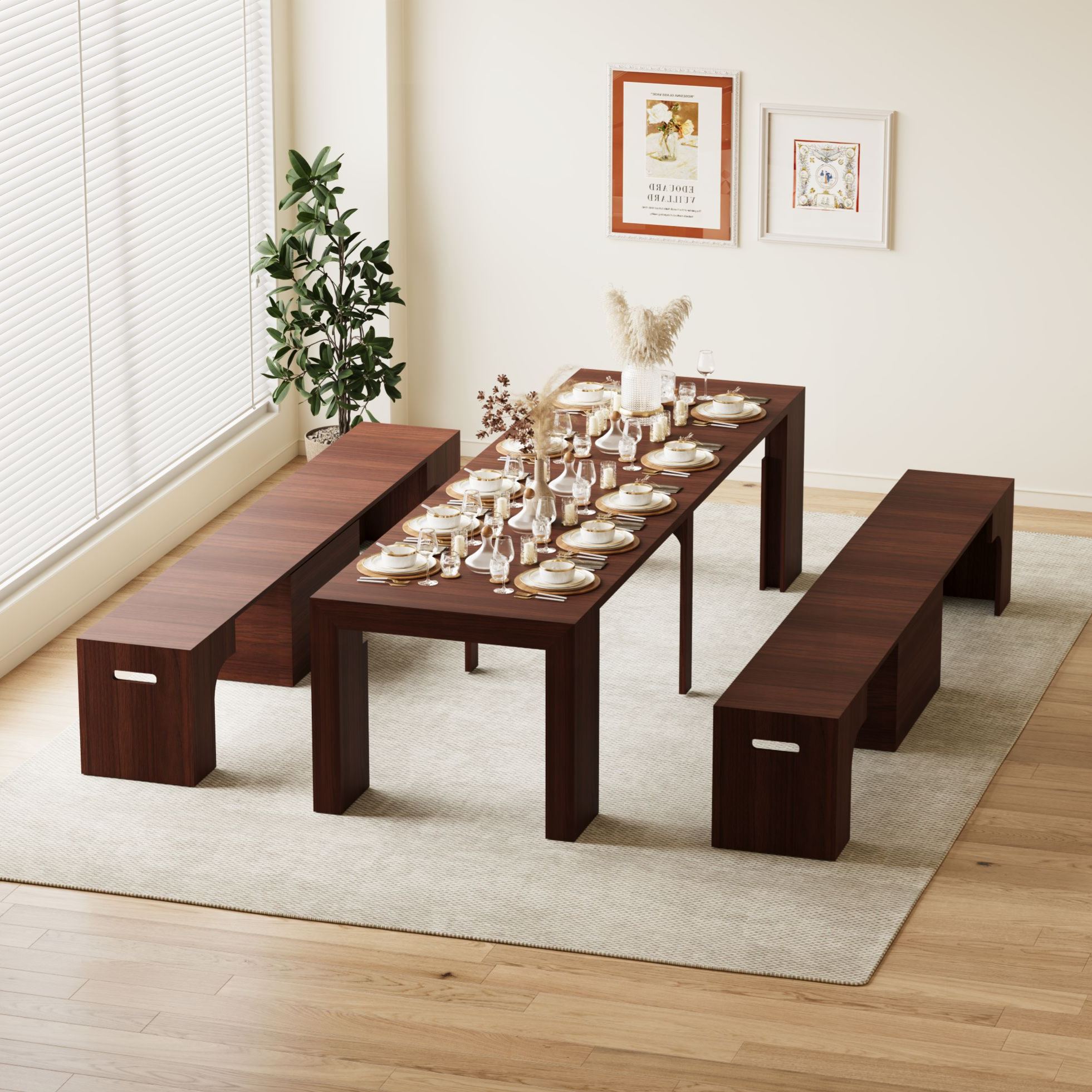 Wood Extendable Dining Table Seats 2-12, 19"-118" | Extendabl Console Table