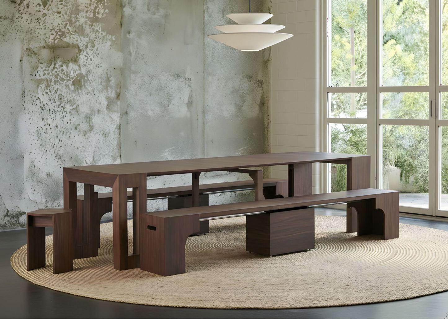 Solid Wood Extendable Dining Table Seats 2-12, 22"-120" | Self-Storing