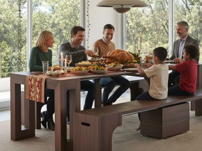 Solid Wood Extendable Dining Table Seats 2-12, 22"-120" | Self-Storing