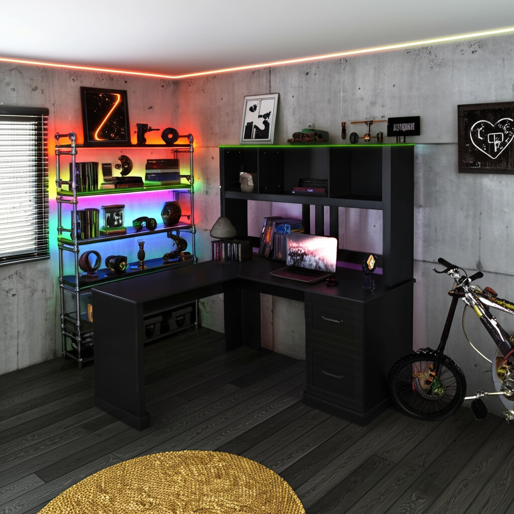 L-Shaped Desk with Hutch, Drawers & Storage for Office | Computer Desk