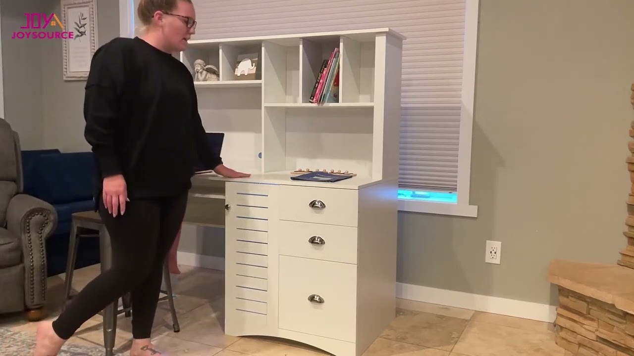 Modern Computer Desk with Book Shelf & Drawers | Joysource