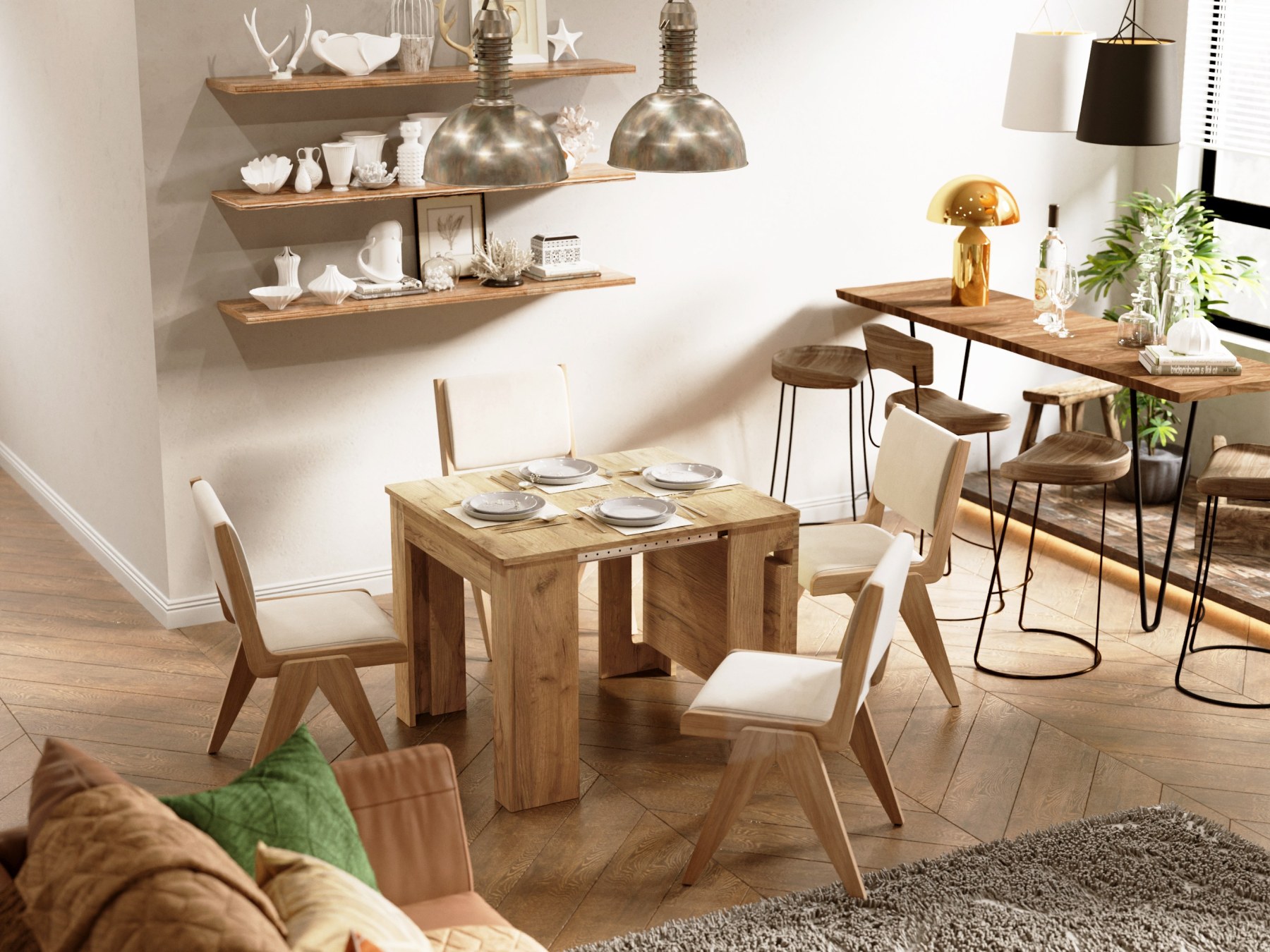 Space-Saving Extendable Console Table Seats 2 - 8, 19" to 78" | Transformer Dining Table