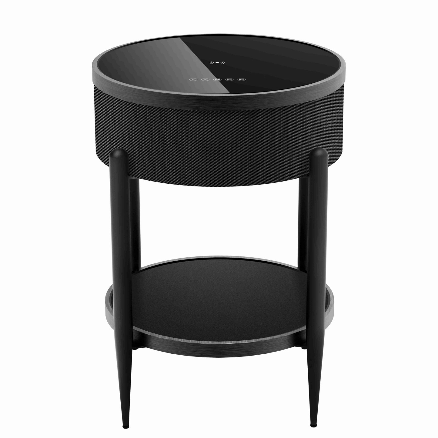 Round Smart Side Table with Built-in Bluetooth Speaker & Wireless Charging