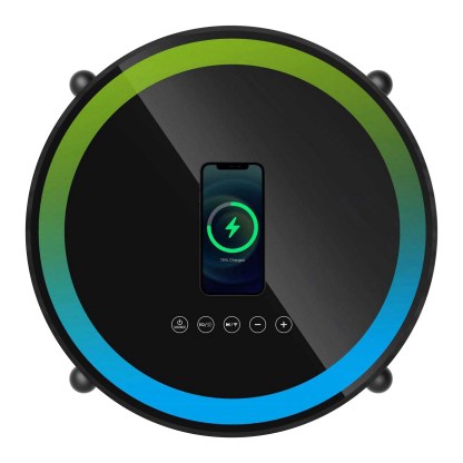 Round Smart Side Table with Built-in Bluetooth Speaker & Wireless Charging