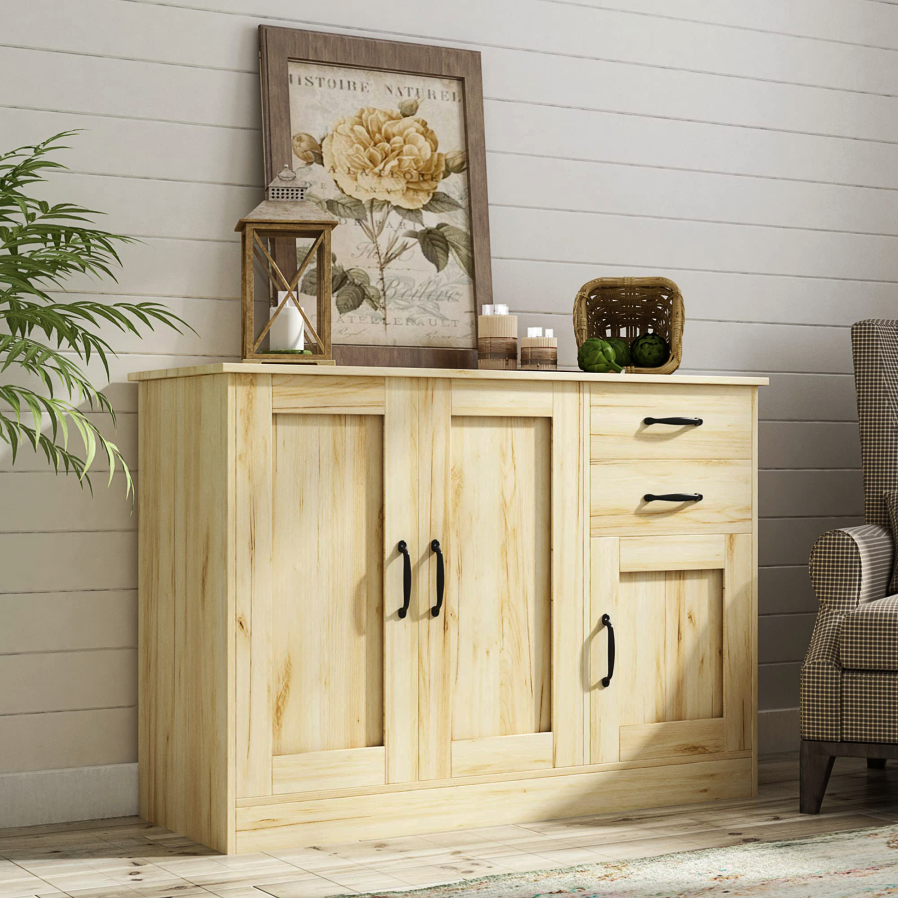 43" Buffet Sideboard Cabinet w/ Adjustable Shelves & Drawers