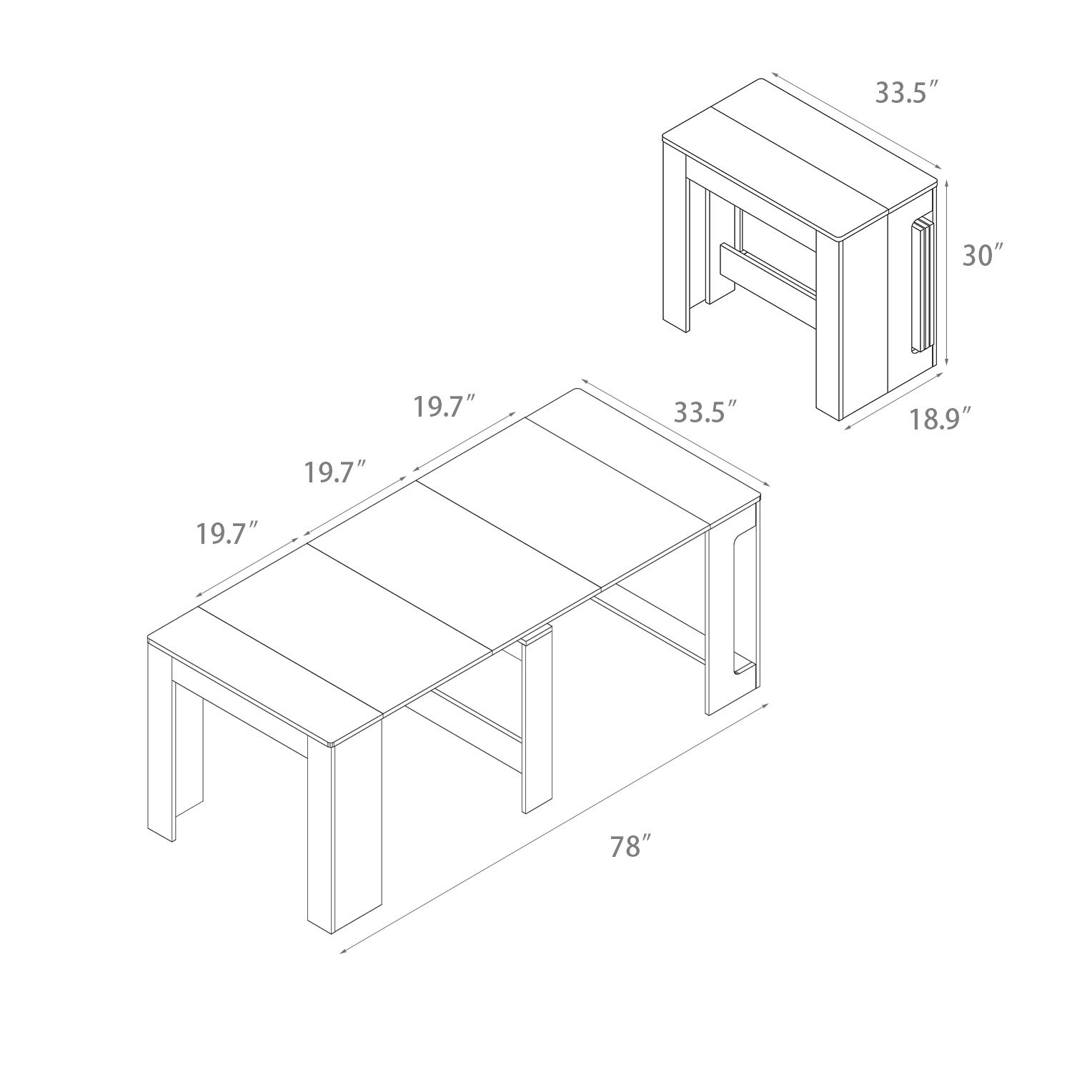 Space-Saving Extendable Console to Dining Table Seats 2 - 8 | Transforms 19" to 78"
